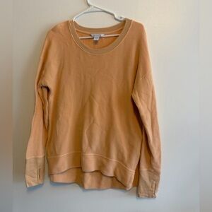 Athleta Orange Long Sleeve Waffle Knit Top